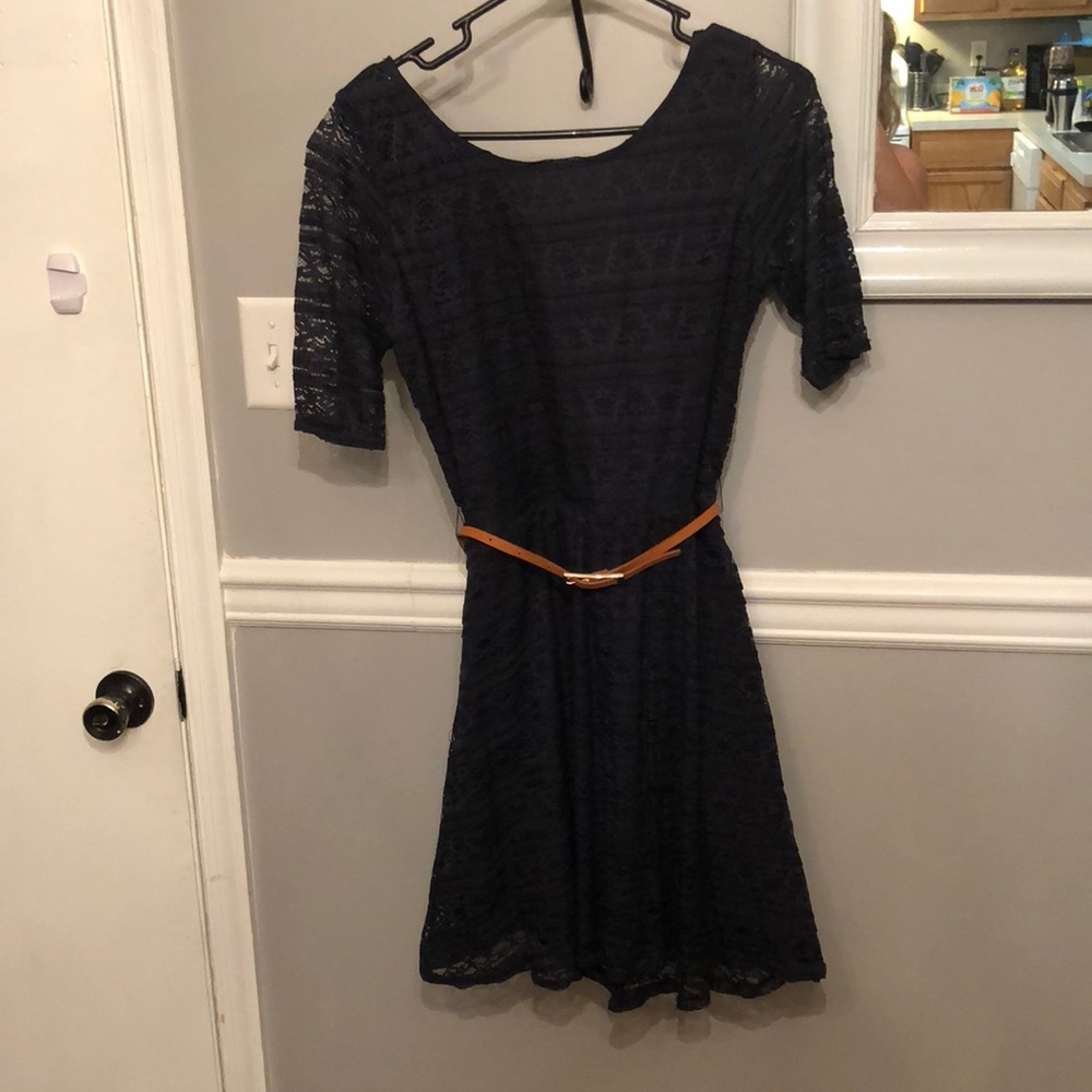 Navy blue, mid-length dress